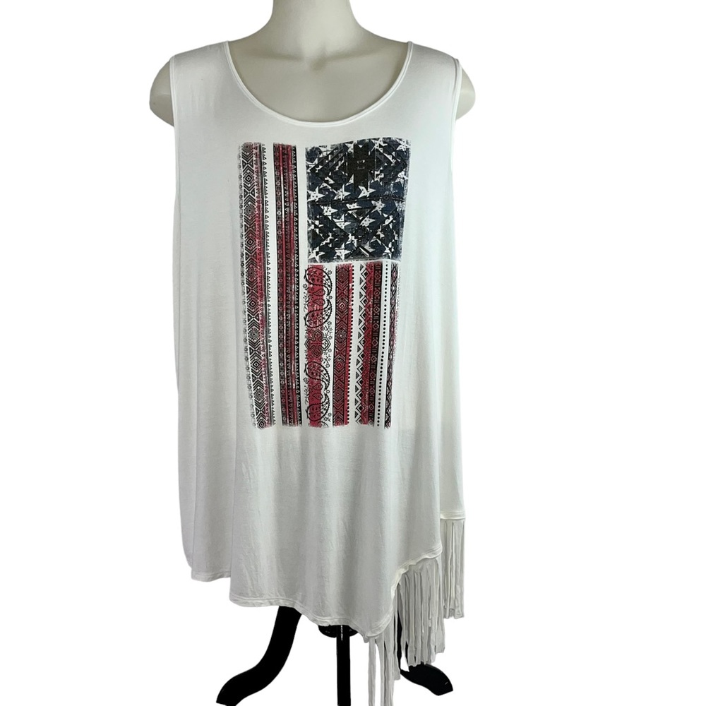 Avenue boho plus size fringe tank top